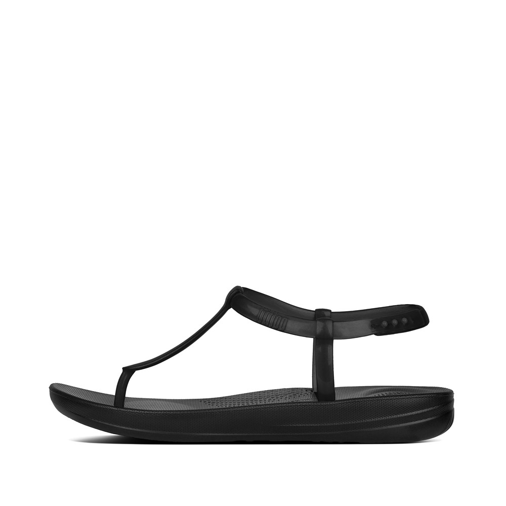 Fitflop Womens Sandals Black - Iqushion Splash Pearlised Back-strap - 04AFQZOML